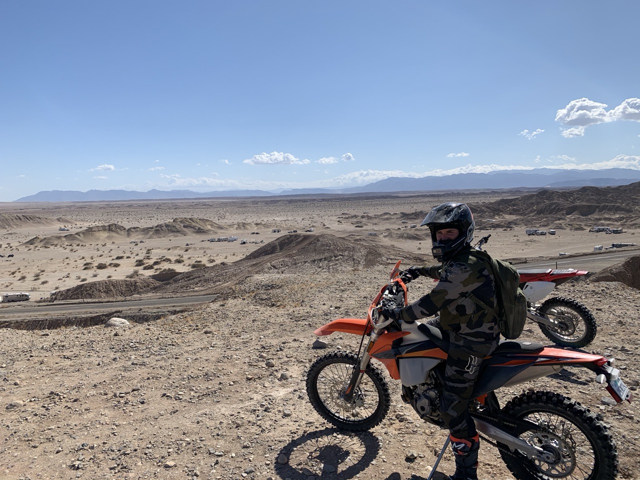 Out exploring on a KTM 350 dirt bike